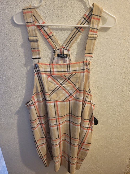 Jolie & Joy by FCT With Love Dresses & Skirts - Jules & Joy Beige Plaid Overall Dress